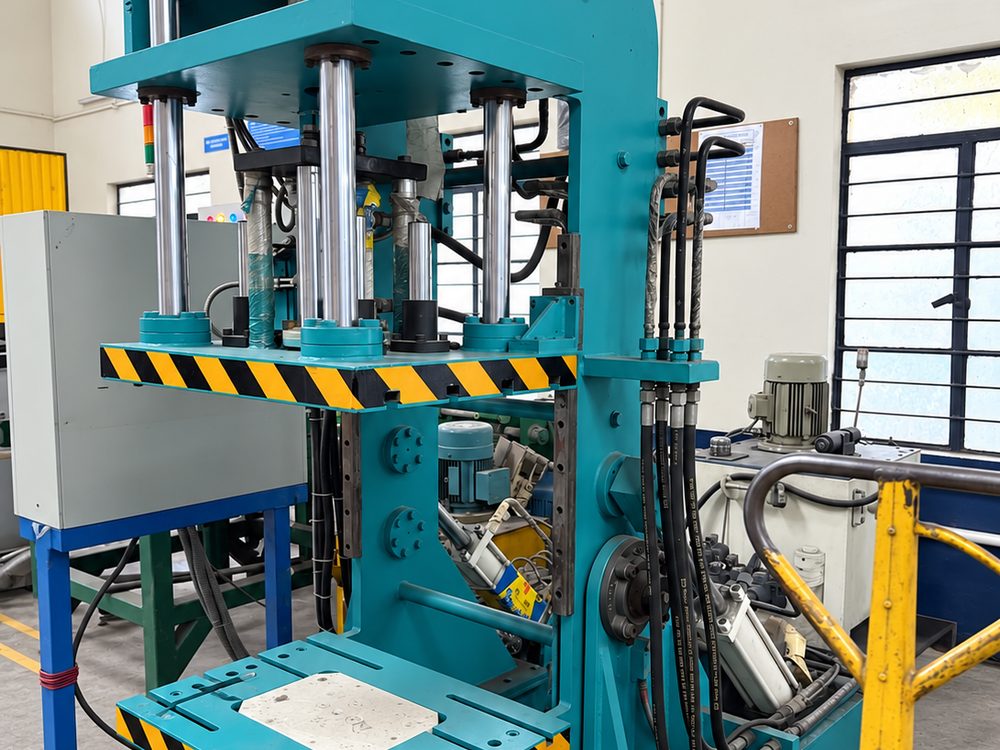 Gravity die casting press at Alcast Technologies, aluminium die casting plant in Satara