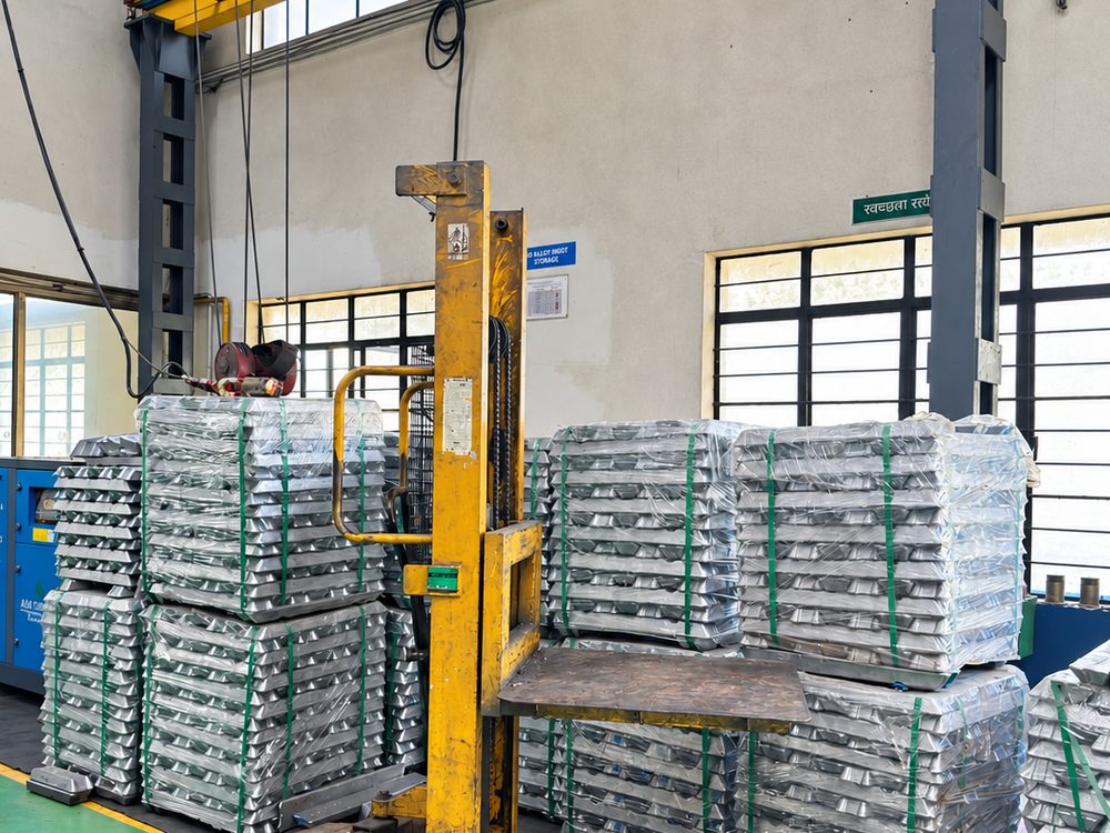 Alloy ingot store at Alcast Technologies, aluminium die casting plant in Satara