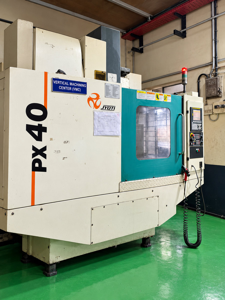 Jyoti PX40 vertical machining centre in the Alcast machine shop, Satara