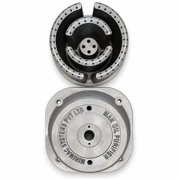 Oil purifier bowl and cover - aluminium gravity die cast component