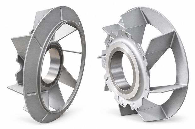 Vaned rotor pair - aluminium hpdc die cast component