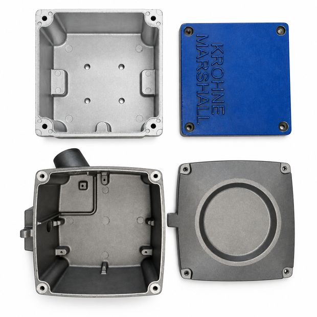 Instrument enclosures with coated lid - aluminium hpdc die cast component