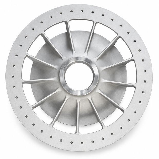 Vented rotor disc - aluminium hpdc die cast component