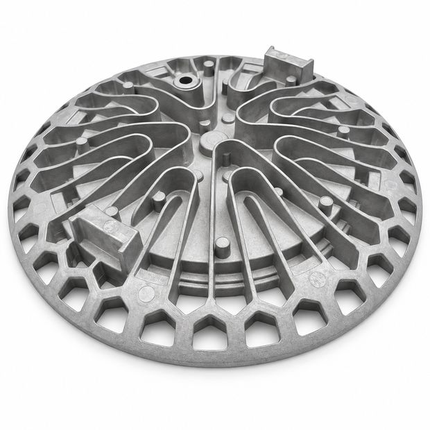 LED high-bay housing - aluminium hpdc die cast component