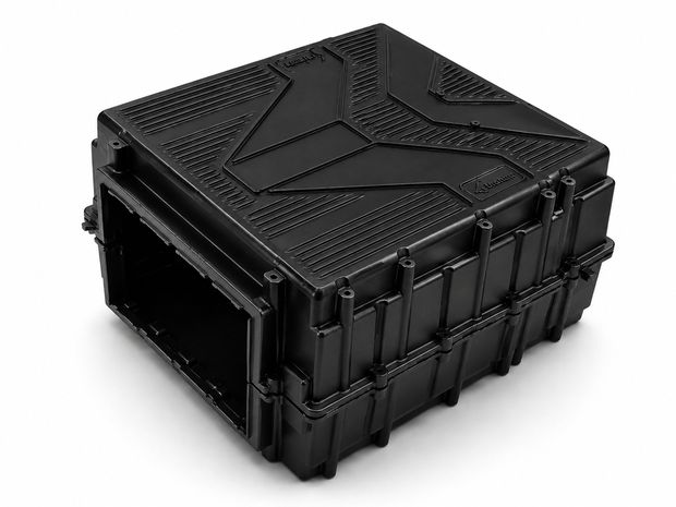 Ribbed enclosure box - coated - aluminium hpdc die cast component